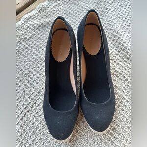 J.Crew Black Wedge Espadrille Sandals